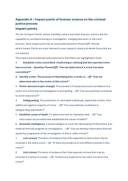 <b>Impact points of forensic science on the criminal justice process</b>