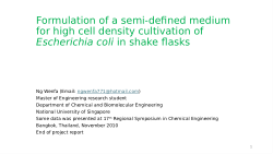 Formulation of a semi-defined medium for high cell density cultivation of Escherichia coli in shake flasks