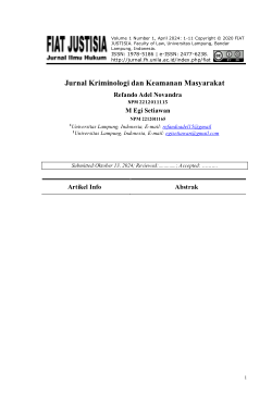 Jurnal Kriminologi dan Keamanan Masyarakat