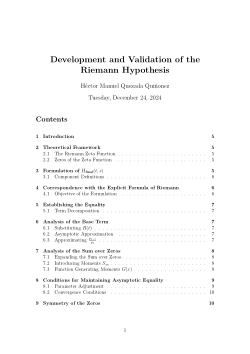 <b>Development and Validation of the</b><b>Riemann Hypothesis</b>