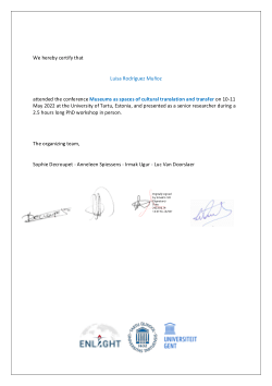 Senior researcher contribution to <b>Museums as Spaces of Cultural Translation and Transfer</b>