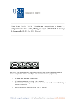 Pérez Rivas, Natalia (2015): “El delito de corrupción en el deporte”. I Congreso Internacional sobre fútbol y psicología, Universidade de Santiago de Compostela, 20-24 julio 2015 [Póster].