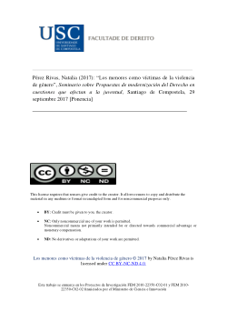 Pérez Rivas, Natalia (2017): “Los menores como víctimas de la violencia de género”, Seminario sobre Propuestas de modernización del Derecho en cuestiones que afectan a la juventud, Santiago de Compostela, 29 septiembre 2017 [Ponencia]