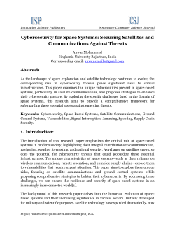 Cybersecurity for Space Systems: Securing Satellites and Communications Against Threats