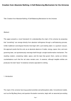 <b>Creation from Absolute Nothing: A Self-Balancing Mechanism for the Universe</b>