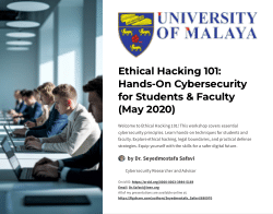 Ethical Hacking 101: Hands-On Cybersecurity for Students & Faculty (May 2020)
