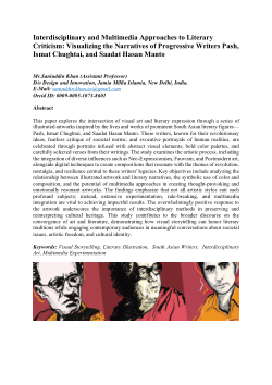 <b>Interdisciplinary and Multimedia Approaches to Literary Criticism: Visualizing the Narratives of Progressive Writers Pash, Ismat Chughtai, and Saadat Hasan Manto</b>