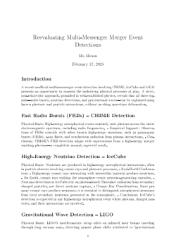 <b>Multi-Messenger Merger Event Detections</b>