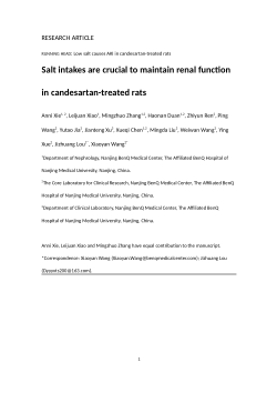 <b>Salt intakes are </b><b>c</b><b>rucial to maintain renal function in candesartan-treated rats</b>