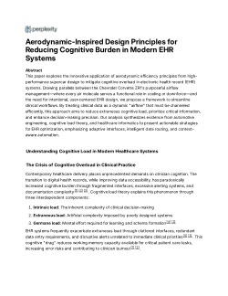 Aerodynamic-Inspired Design Principles for Reducing Cognitive Burden in Modern EHR Systems