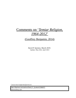 Comments on the book, Temiar Religion, by Geoffrey Benjamin