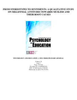 From Stereotypes to Sentiments: A Qualitative Study on Millennial Attitudes towards Muslims and their Root Causes