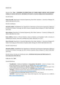 Data for paper "Comparing the predictions of CT-based subject-specific finite element models of human metastatic vertebrae with Digital Volume Correlation measurements" by Garavelli C., Aldieri A., Palanca M., Dall'Ara E., Viceconti M. on "Biomechanics and Modeling in Mechanobiology"