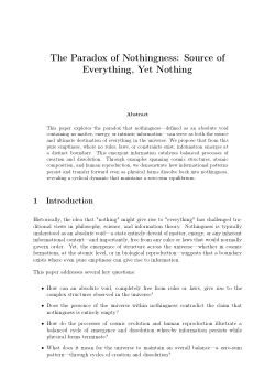 The Paradox of Nothingness: Source of Everything, Yet Nothing