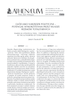 Głód jako narzędzie polityczne – potencjał wykorzystania przez władze reżimów totalitarnych