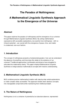 The Paradox of Nothingness: A Mathematical Linguistic Synthesis Approach to the Emergence of the Universe