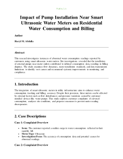 <b>Impact of Pump Installation Near Smart Ultrasonic Water Meters on Residential Water Consumption and Billing</b>