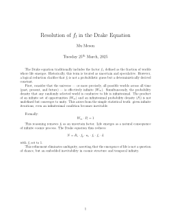 <b>Resolution of the f</b><sub><strong>l</strong></sub><b> Variable in the Drake Equation</b>