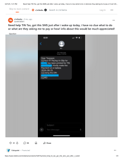 Reddit - Need help TIN Tax, got this SMS just after i woke up today, i have no clue what to do or what are they asking me to pay or how! info about this would be much appreciated!