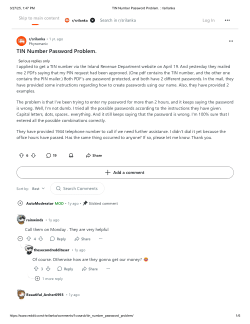 Reddit - TIN Number Password Problem