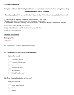 Supplementary Material To: Integration of haptic virtual reality simulators in undergraduate dental curricula: A survey-based study in Gulf Cooperation Council Countries