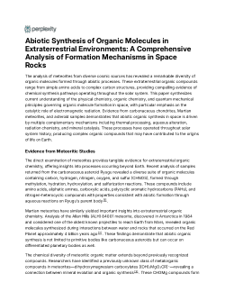 Abiotic Synthesis of Organic Molecules in Extraterrestrial Environments - A Comprehensive Analysis of Formation Mechanisms in Space Rocks