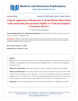 Clinical application of hyaluronic acid and platelet-rich-fibrin in reconstructing interproximal papillae in teeth and implants. A literature review.
