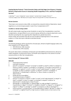 Scoping Review Protocol: “Socio-Economic Status and End-Stage Liver Disease: A Scoping Review of Deprivation Scores in Assessing Health Inequalities in Pre- and Post-Transplant Survival”.