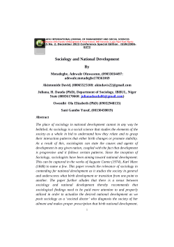 Sociology and National Development