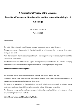 A Foundational Theory of the Universe: Zero-Sum Emergence, Non-Locality, and the Informational Origin of All Things