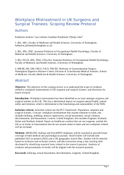 Workplace Mistreatment in UK Surgeons and Surgical Trainees: Scoping Review Protocol