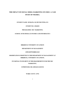 The impact of Social Media Marketing on SMEs: A Case Study of Nigeria.