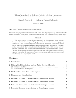The Julius Crawford Paradox: A Mathematical and Philosophical Model for the Emergence of the Universe from Nothingness