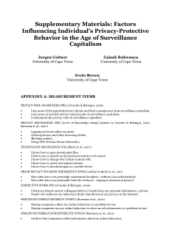 <b>Supplementary Materials: Factors Influencing Individual’s Privacy-Protective Behavior in the Age of Surveillance Capitalism</b>