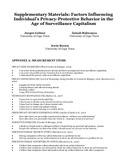 Supplementary Materials- Factors Influencing Individual’s Privacy-Protective Behavior in the Age of Surveillance Capitalism