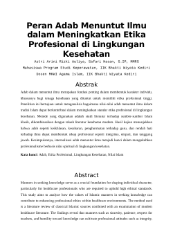 Peran Adab Menuntut Ilmu dalam Meningkatkan Etika Profesional di Lingkungan Kesehatan.docx