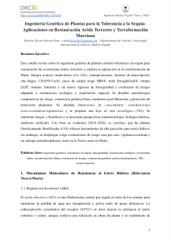 Ingeniería Genética de Plantas para la Tolerancia a la Sequía: Aplicaciones en Restauración Árida Terrestre y Terraformación MarcianaBiología, Biotecnología, Ciencias Medioambientalesbiologiabibbiotecnologia