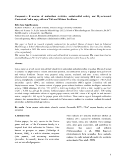 Comparative Evaluation of Antioxidant Activities, antimicrobial activity and Phytochemical Contents of Carica papaya Grown With and Without Fertilizers