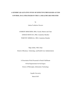 A generic qualitative study of effective privilege access control (PAC) strategies in the U.S Healthcare industry.