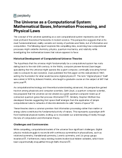 The Universe as a Computational System - Mathematical Bases, Information Processing, and Physical Laws