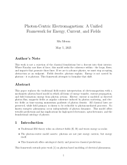 <b>Photon-Centric Electromagnetism - A Unified Framework for Energy, Current, and Fields</b>