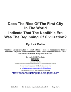 Does The Rise Of The First City In The World Indicate That The Neolithic Era Was The Beginning Of Civilization?