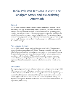 “Flashpoint in the Himalayas: The 2025 Pahalgam Attack and Rising Nuclear Tensions Between India and Pakistan”