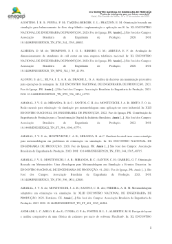 UM ESTUDO DE ESCOPO SOBRE USO DA SIMULAÇÃO DE EVENTOS DISCRETOS EM TRABALHOS DO ENEGEP - DOCUMENTO SUPLEMENTAR DE REFERÊNCIAS