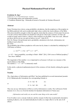 Physical-Mathematical Proof of God