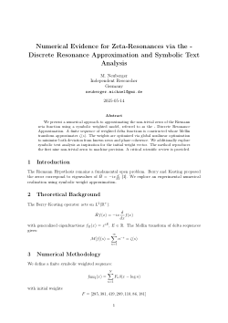 Numerical Evidence for Zeta-Resonances via the Ψ-Ω Discrete Resonance Approximation and Symbolic Text Analysis