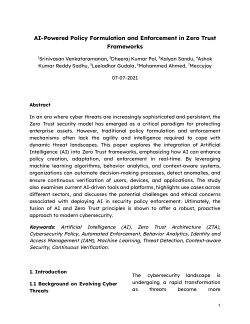 <b>AI-Powered Policy Formulation and Enforcement in Zero Trust Frameworks</b>