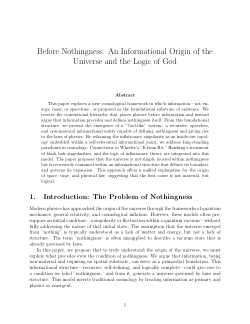 Creation Before Nothingness: An Informational Origin of the Universe and the Logic of God