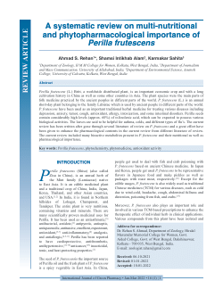 A systematic review on multi-nutritional and phytopharmacological importance of Perilla frutescens