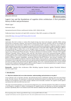 Lagun’s law and the foundations of cognitive drive architecture: A first principles theory of effort and performance